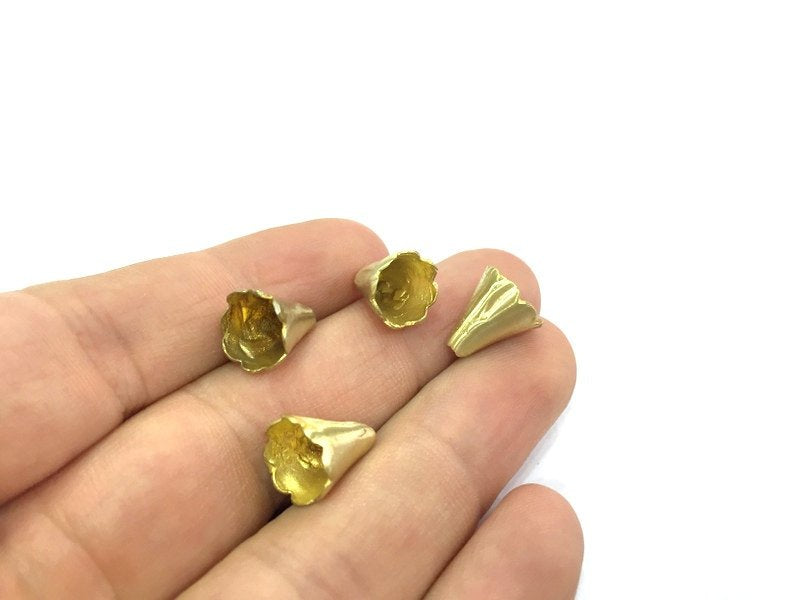 4 Raw Brass Cones  Findings 13x10mm 4 Pcs  G5136