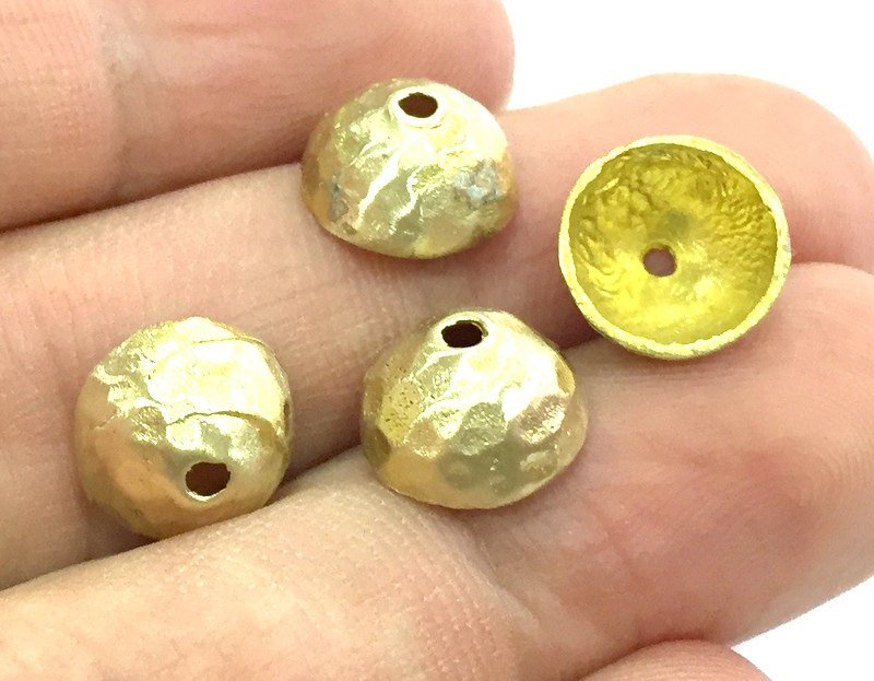 4 Pcs Raw Brass Caps Findings 10mm G5134