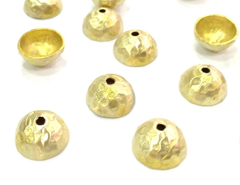 4 Pcs Raw Brass Caps Findings 10mm G5134