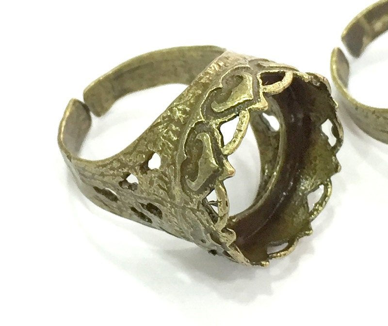 Adjustable Ring Blank, (16mm blank ) Antique Bronze Plated Brass G5140