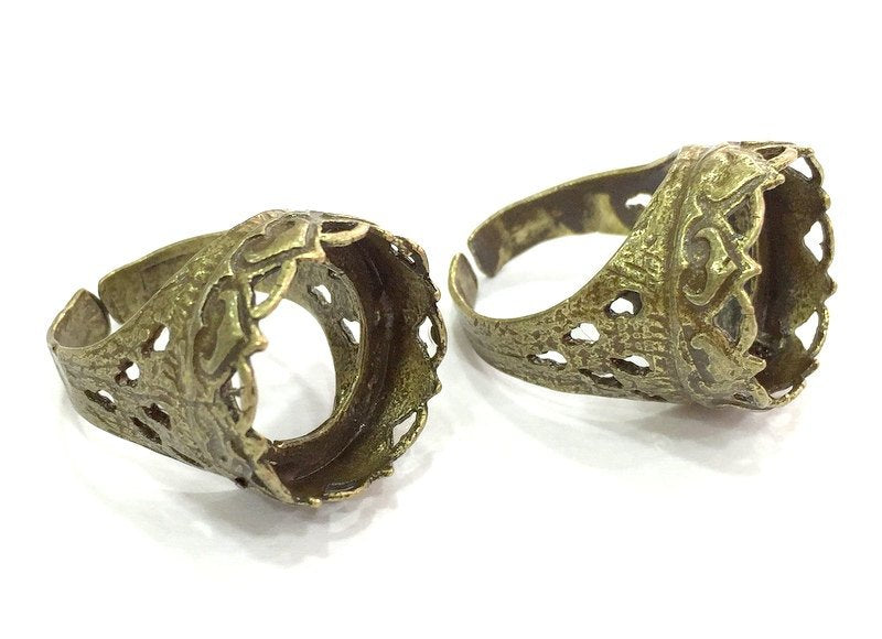 Adjustable Ring Blank, (16mm blank ) Antique Bronze Plated Brass G5140