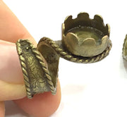 Adjustable Ring Blank, (14mm blank ) Antique Bronze Plated Brass G5142