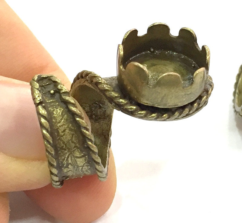 Adjustable Ring Blank, (14mm blank ) Antique Bronze Plated Brass G5142