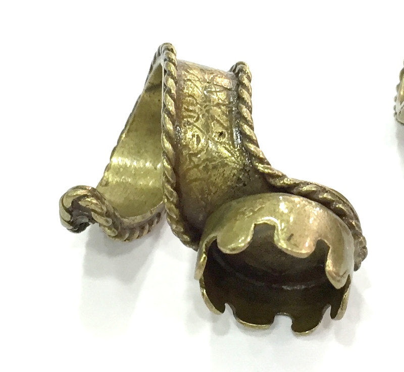 Adjustable Ring Blank, (14mm blank ) Antique Bronze Plated Brass G5142