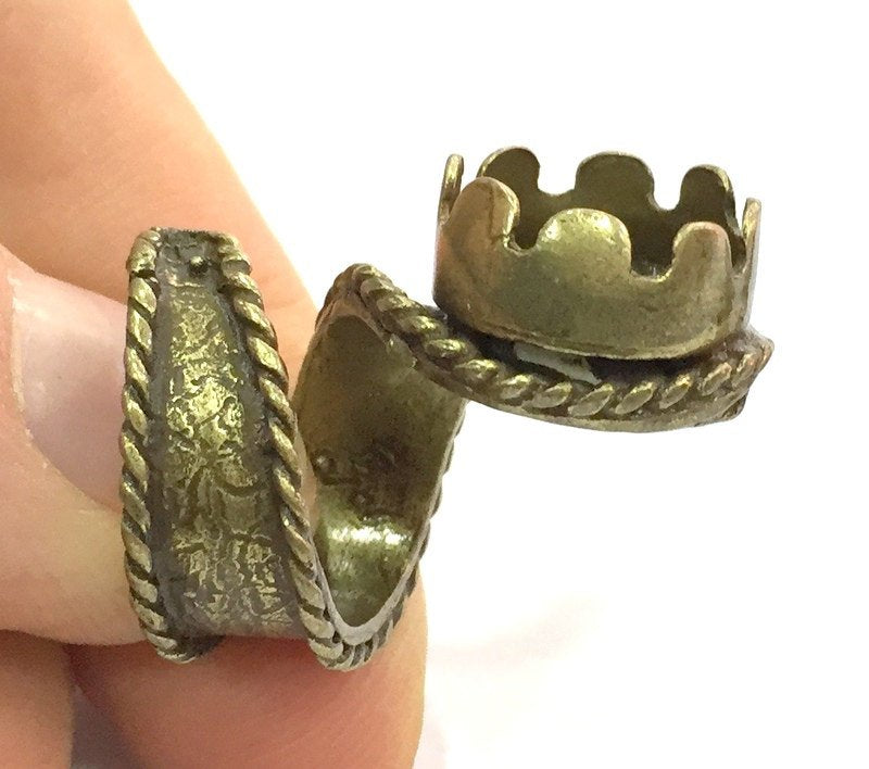 Adjustable Ring Blank, (14mm blank ) Antique Bronze Plated Brass G5142