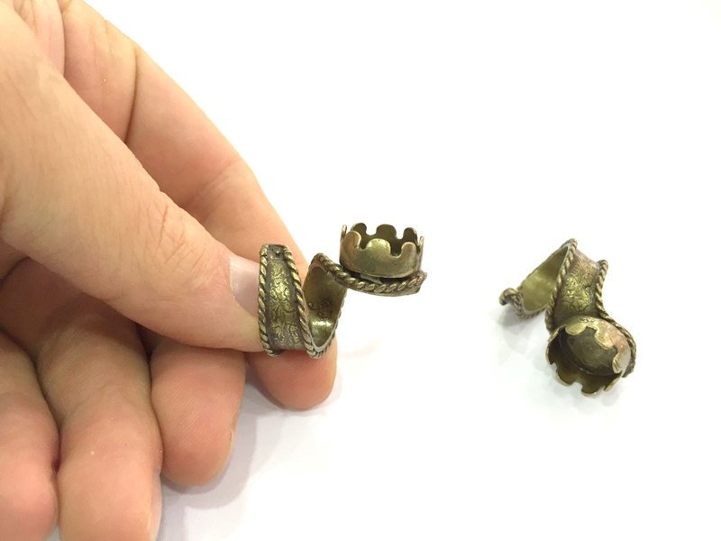 Adjustable Ring Blank, (14mm blank ) Antique Bronze Plated Brass G5142