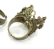 Adjustable Ring Blank, (18mm blank ) Antique Bronze Plated Brass G5145