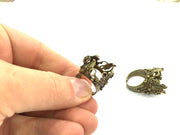 Adjustable Ring Blank, (18mm blank ) Antique Bronze Plated Brass G5145