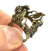 Adjustable Ring Blank, (18mm blank ) Antique Bronze Plated Brass G5145