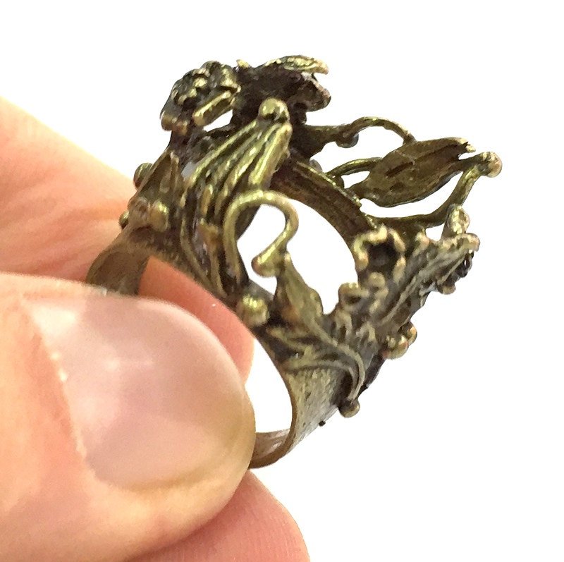 Adjustable Ring Blank, (18mm blank ) Antique Bronze Plated Brass G5145