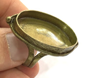 Antique Bronze Ring Bezel Base Settings Cabochon Base Mountings Adjustable Ring Blank (30x22mm blank ) Antique Bronze Plated Brass G5146