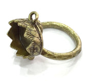 Adjustable Ring Blank, (14x10mm blank ) Antique Bronze Plated Brass G5147