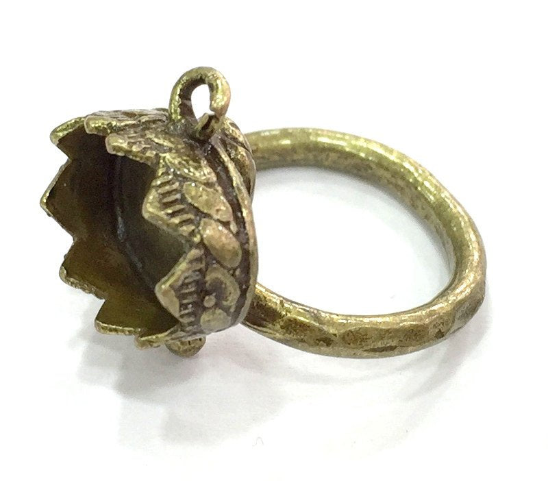 Adjustable Ring Blank, (14x10mm blank ) Antique Bronze Plated Brass G5147