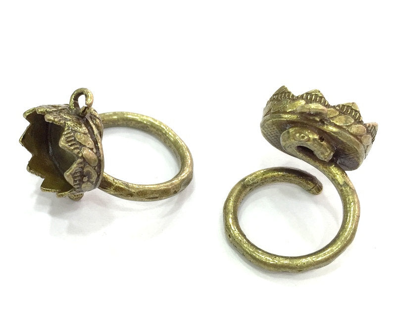 Adjustable Ring Blank, (14x10mm blank ) Antique Bronze Plated Brass G5147