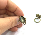 Adjustable Ring Blank, (14x10mm blank ) Antique Bronze Plated Brass G5147