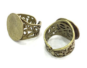 Ring Blank Base Bezel Settings Cabochon Base Mountings Adjustable  (20mm blank ) Antique Bronze Plated Brass G5149