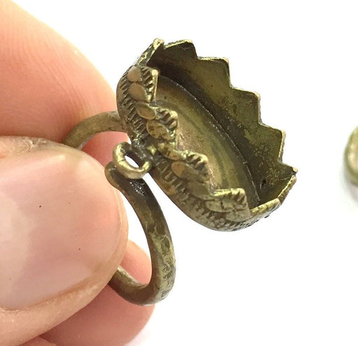Adjustable Ring Blank, (18x13mm blank ) Antique Bronze Plated Brass G5154