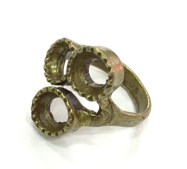 Ring Blank Bezel Settings Cabochon Base Mountings Adjustable  (10mm blank ) Antique Bronze Plated Brass G5155