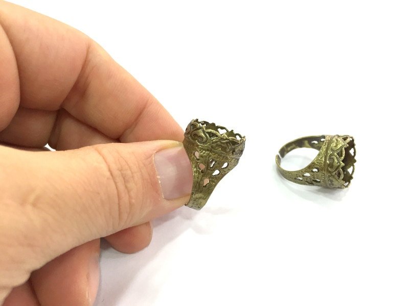 Adjustable Ring Blank, (16mm blank ) Antique Bronze Plated Brass G5140