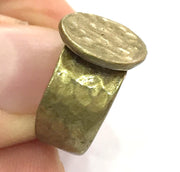 Adjustable Ring Blank, (15mm blank ) Antique Bronze Plated Brass G5143
