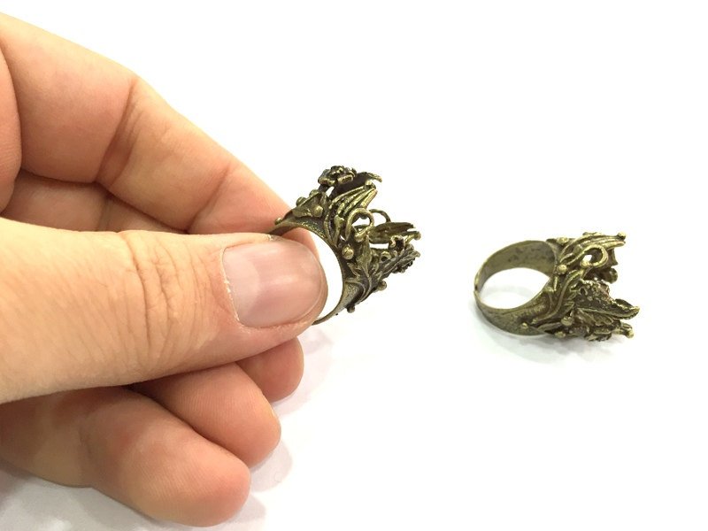 Adjustable Ring Blank, (18mm blank ) Antique Bronze Plated Brass G5145