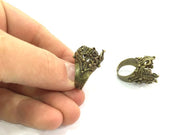 Adjustable Ring Blank, (18mm blank ) Antique Bronze Plated Brass G5145