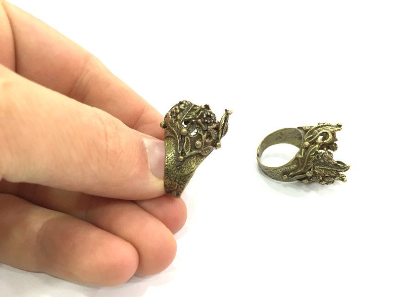 Adjustable Ring Blank, (18mm blank ) Antique Bronze Plated Brass G5145