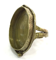 Antique Bronze Ring Bezel Base Settings Cabochon Base Mountings Adjustable Ring Blank (30x22mm blank ) Antique Bronze Plated Brass G5146