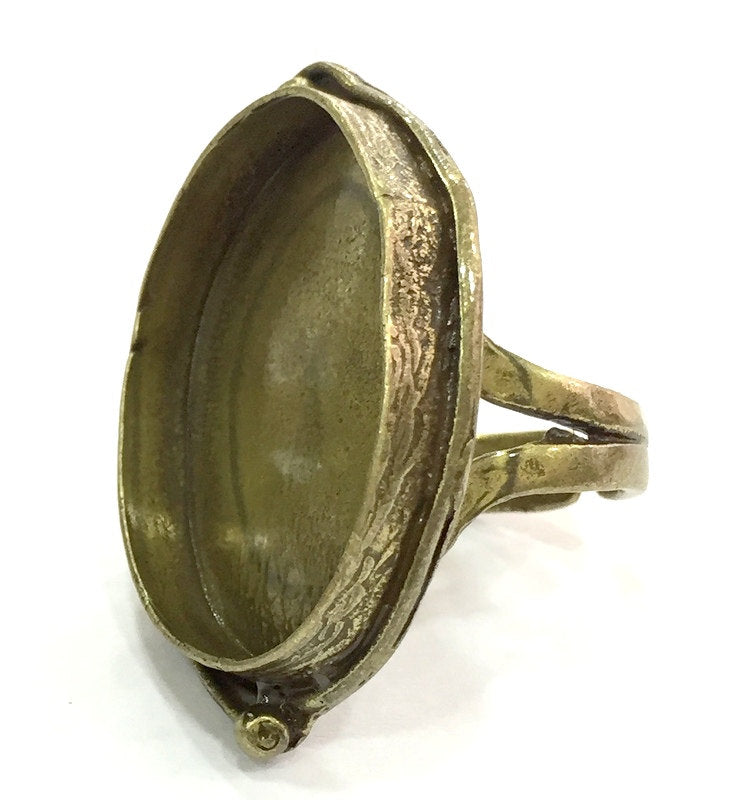 Antique Bronze Ring Bezel Base Settings Cabochon Base Mountings Adjustable Ring Blank (30x22mm blank ) Antique Bronze Plated Brass G5146