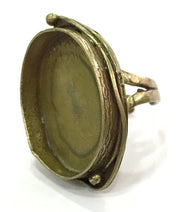 Antique Bronze Ring Bezel Base Settings Cabochon Base Mountings Adjustable Ring Blank (30x22mm blank ) Antique Bronze Plated Brass G5146
