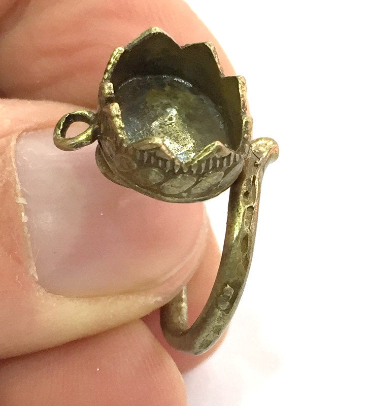 Adjustable Ring Blank, (14x10mm blank ) Antique Bronze Plated Brass G5147