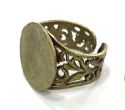 Ring Blank Base Bezel Settings Cabochon Base Mountings Adjustable  (20mm blank ) Antique Bronze Plated Brass G5149