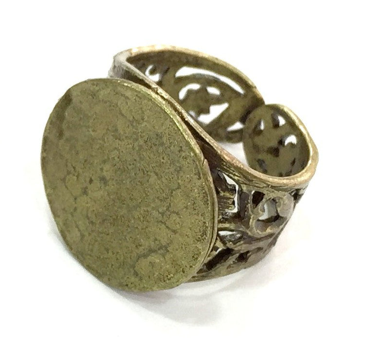 Ring Blank Base Bezel Settings Cabochon Base Mountings Adjustable  (20mm blank ) Antique Bronze Plated Brass G5149