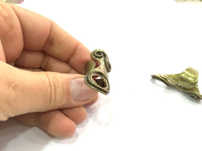Adjustable Ring Blank, (14mm blank ) Antique Bronze Plated Brass G5150