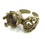 Adjustable Ring Blank, (12mm blank ) Antique Bronze Plated Brass G5151