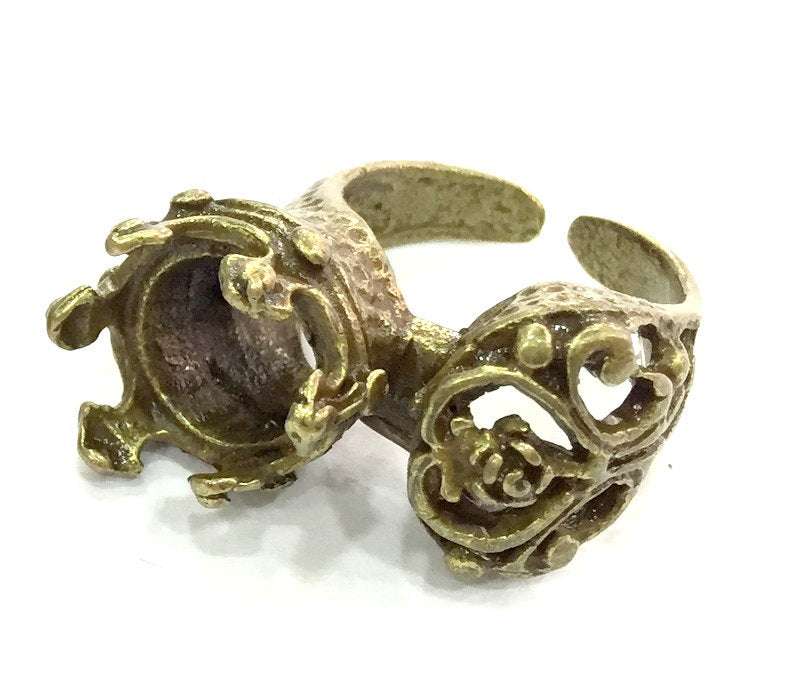 Adjustable Ring Blank, (12mm blank ) Antique Bronze Plated Brass G5151