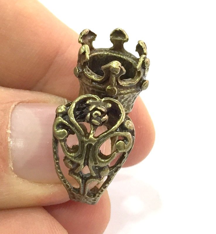 Adjustable Ring Blank, (12mm blank ) Antique Bronze Plated Brass G5151