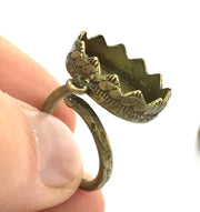 Adjustable Ring Blank, (18x13mm blank ) Antique Bronze Plated Brass G5154