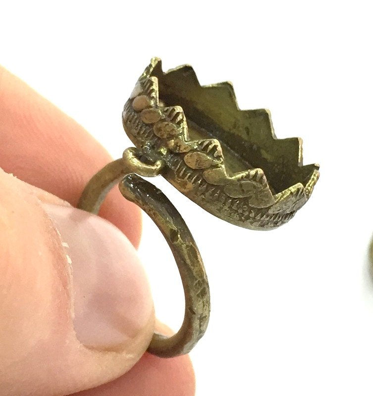Adjustable Ring Blank, (18x13mm blank ) Antique Bronze Plated Brass G5154