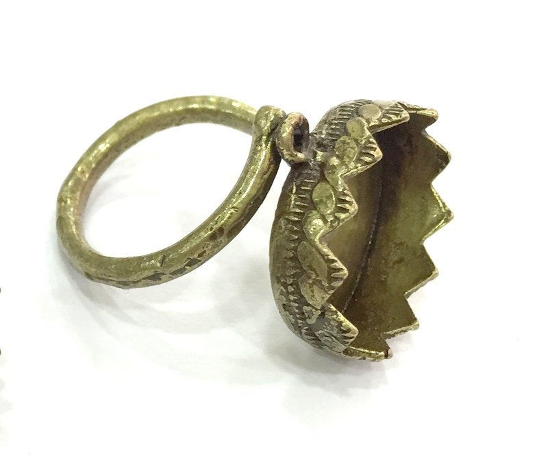 Adjustable Ring Blank, (18x13mm blank ) Antique Bronze Plated Brass G5154
