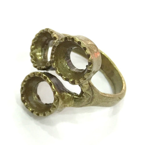 Ring Blank Bezel Settings Cabochon Base Mountings Adjustable  (10mm blank ) Antique Bronze Plated Brass G5155