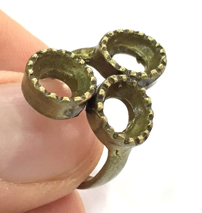 Ring Blank Bezel Settings Cabochon Base Mountings Adjustable  (10mm blank ) Antique Bronze Plated Brass G5155