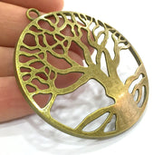 56 mm. Antique Bronze  Metal Large Tree Pendant   G5157