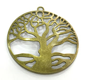 56 mm. Antique Bronze  Metal Large Tree Pendant   G5157