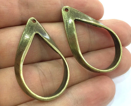 2pcs (40x25 mm.)  Antique Bronze  Metal Large Drop Pendant   G5160