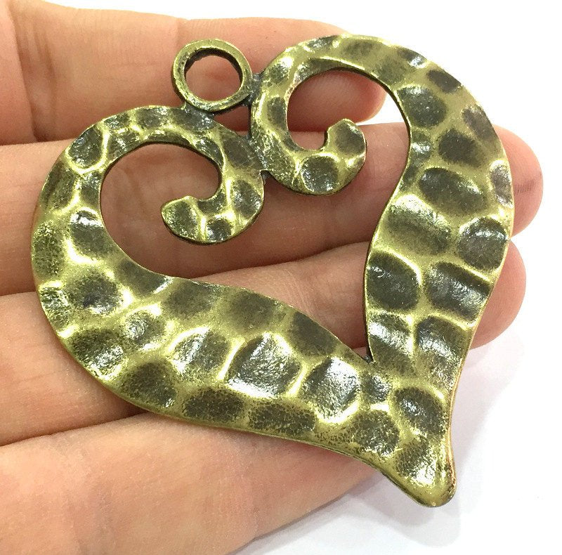 Heart Pendant Antique Bronze  Metal Large Heart  Pendant 65x60 mm.    G15398