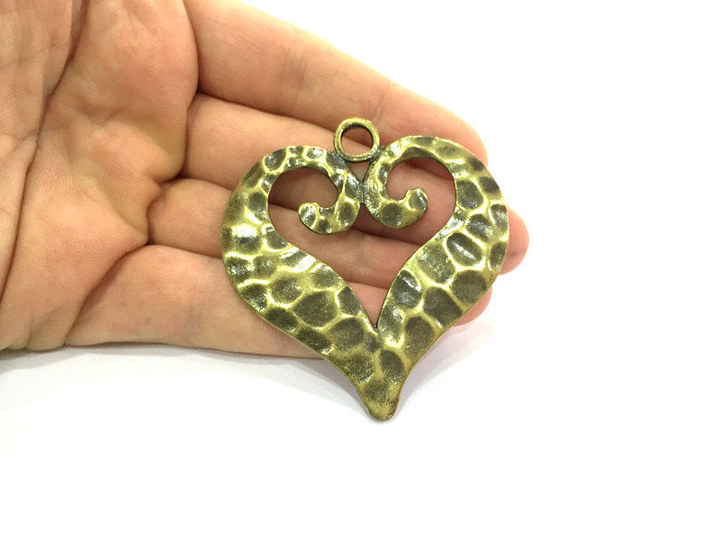 Heart Pendant Antique Bronze  Metal Large Heart  Pendant 65x60 mm.    G15398