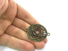 2 Pcs (36 mm.) Antique Bronze  Metal Large Pendant   G5166