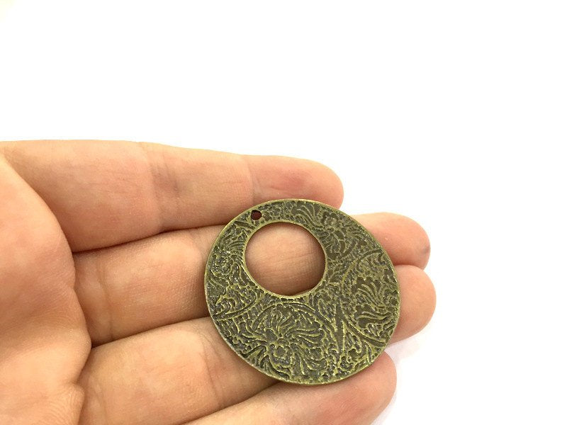 2 Pcs (43 mm.) Antique Bronze  Metal Large Pendant   G5167