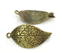 4 pcs (30x15 mm.)  Antique Bronze  Metal Leaf Pendant   G5170